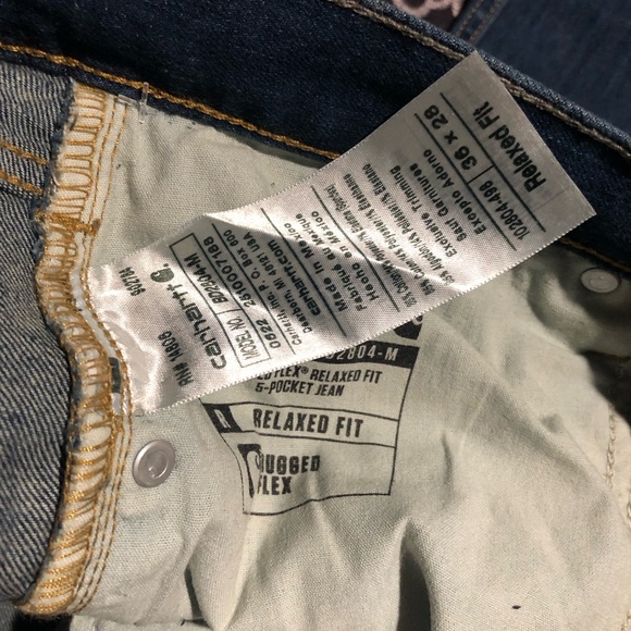 Carhartt BD2804M Mens 36X28 Relaxed Fit Rugged Flex 5 Pocket Jeans Denim Blue - Picture 7 of 10